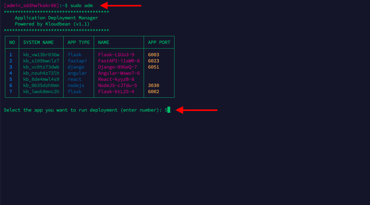 Demonstration on building and deploying app using adm.